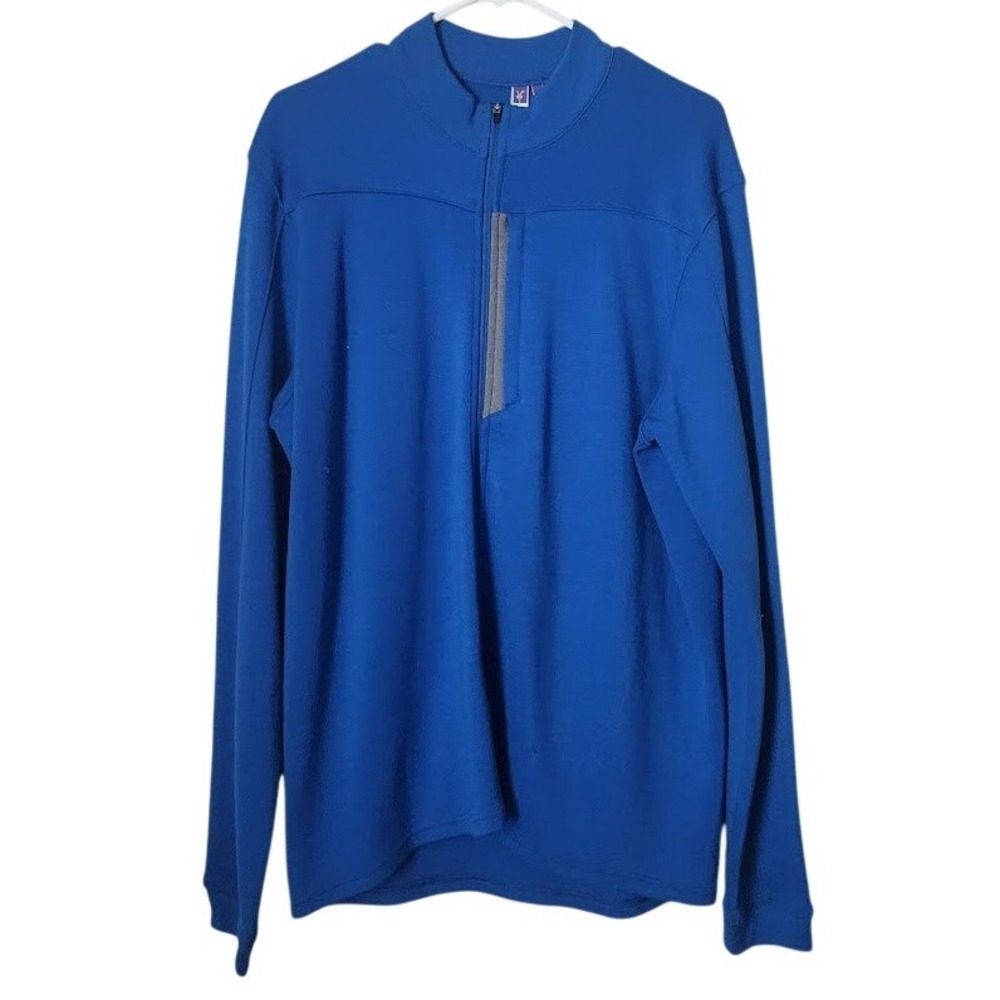 IBEX Merino Wool Cycling Jersey Blue Full Zip‎ Long Sleeve Size XL